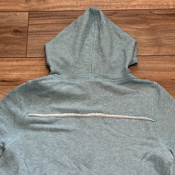 Soft Surroundings Just Beachy Sweatshirt SZ Large Terry Cloth Pullover Hood Blue - Picture 6 of 11